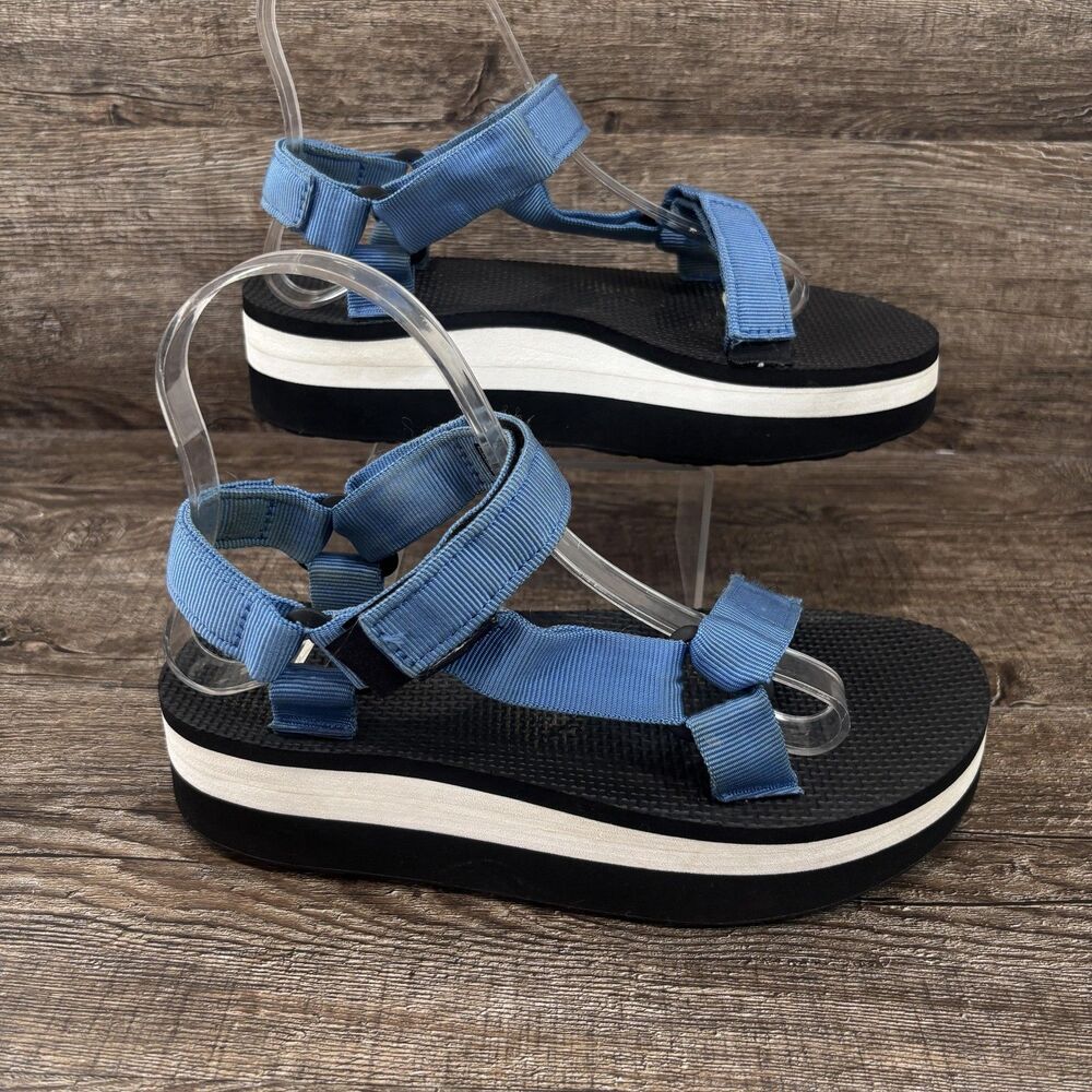 Teva Flatform Universal Sandals Women's 7 Blue Platform Strap Shoes 1008844